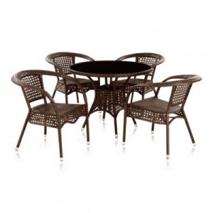 Комплект мебели 4+1 Афина-Мебель Лион T220CT/Y32-W56 Light Brown 4Pcs (иск. ротанг)