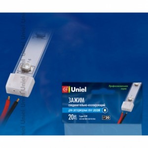 Изолирующий зажим Uniel для светодиодной ленты 3528, с отверстиями для проводов, 8 мм UCW-H08 White 020 Polybag UCWH08WHITE020POLYBAG