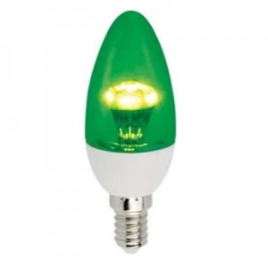 C4CG30ELC Светодиодная лампа Ecola candle LED color 3,0W 220V E14 Green Зеленая прозрачная свеча искристая пирамида  98x36
